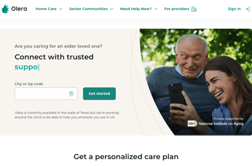 An image representing web app development for elderly care startup - Olera.